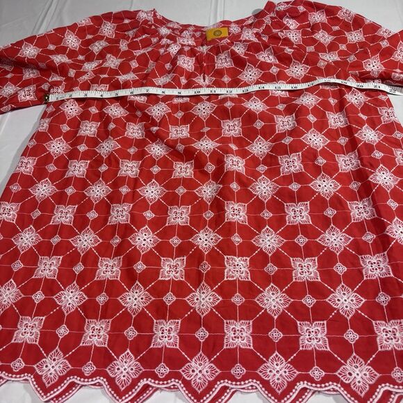 Ruby Rd. Red & White Flower Embroidery Detail Single Stitch size M Cotton Vintag - Picture 5 of 14